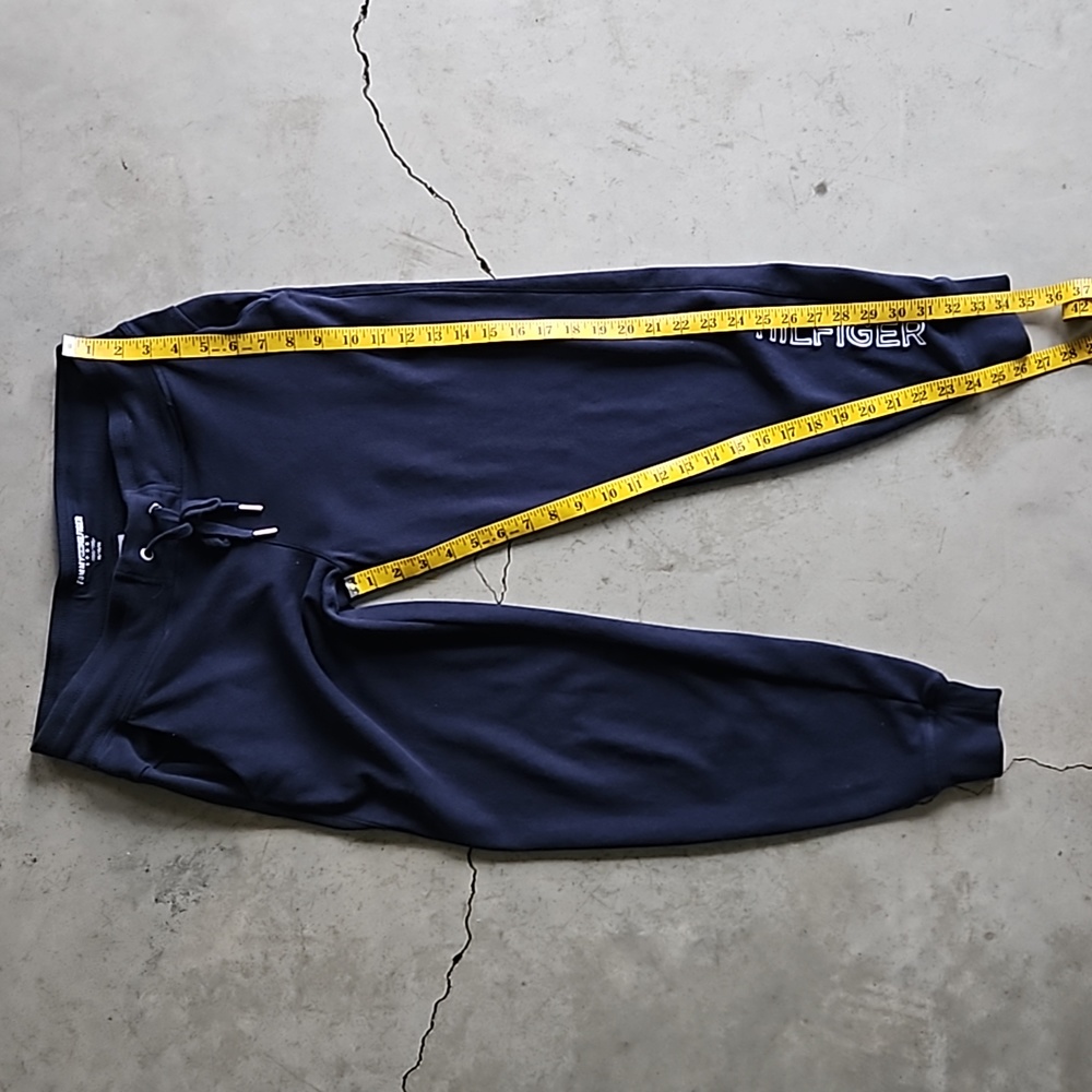 Tommy Hilfiger navy blue joggers sweatpants embroidered "Hilfiger" medium - Picture 3 of 7